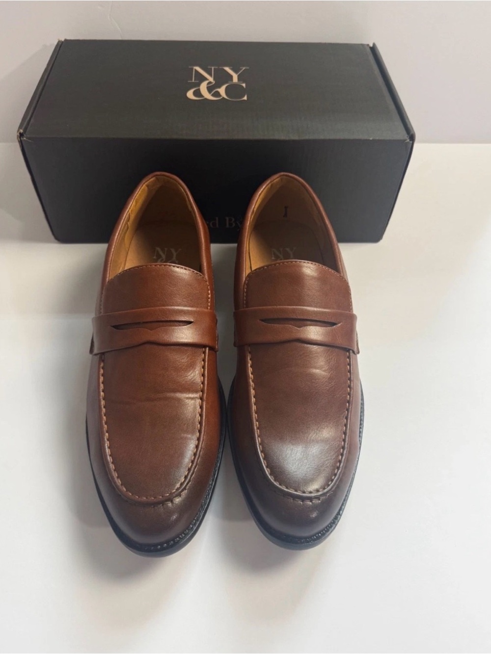New York & Company Brown Leather Penny Loafers for Men sz. 10.5
